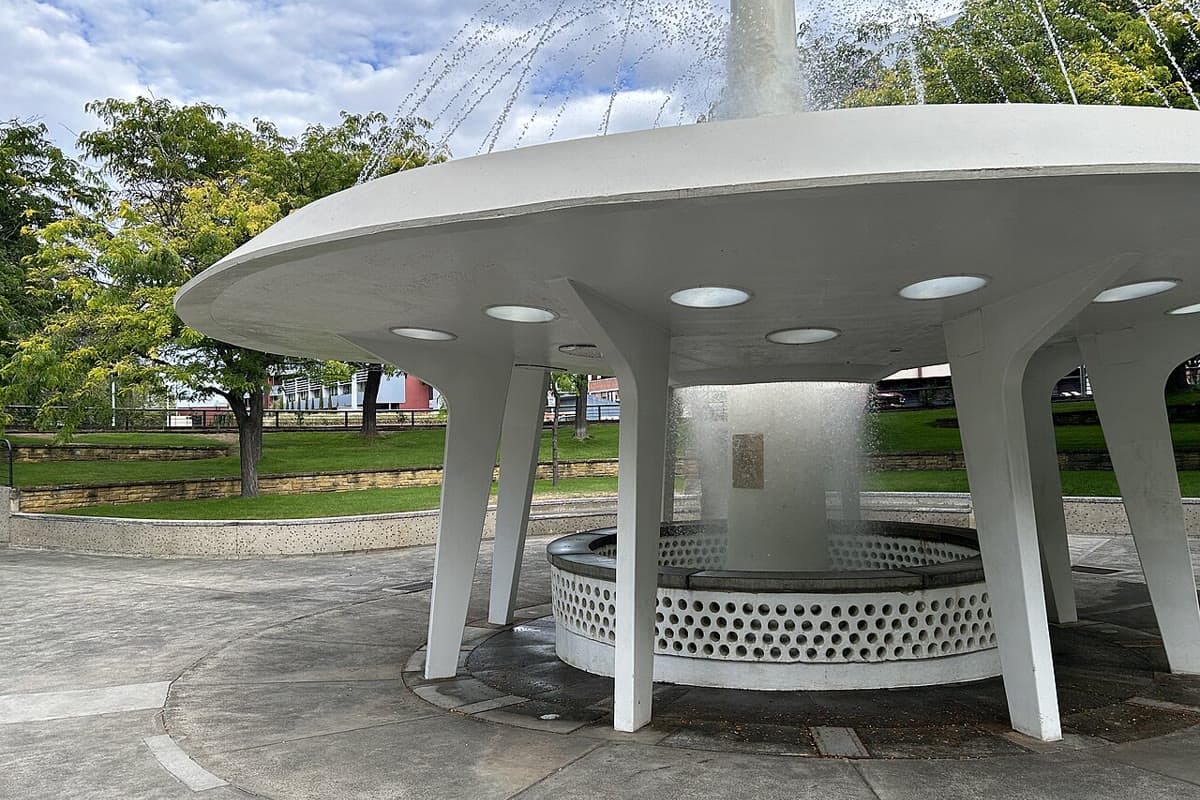 Circular ring water feature display with central foam jet